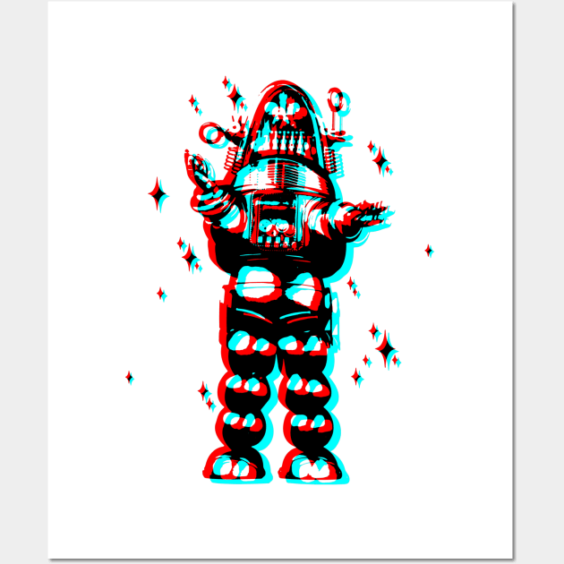 Retro 3D Glasses Style - Robby the Robot 2.0 Wall Art by KERZILLA